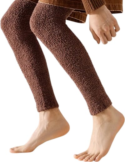 1 Paar Heren Over-De-Knie Thermische Sokken - Zachte, Comfortabele Lange Sokken voor Winter - Hoge Kwaliteit, Effen Kleur, Mode Sok voor Mannen, Warme Sokken, Casual Sokken, Winterkleding Heren- BRUIN