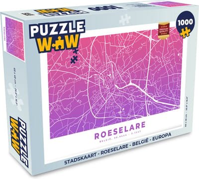 Puzzel Stadskaart - Roeselare - België - Europa - Legpuzzel - Puzzel 1000 stukjes volwassenen - Plattegrond