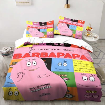 Schattige Cartoon Les Barbapapa Beddengoed Collectie Zachte Dekbedovertrek Volwassenen Kinderen Slaapkamer Enkel Dubbel King Size Bed Dekbedovertrek Kussensloop US King 264x228cm
