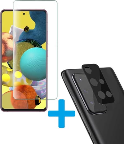 Display Bescherming Schermprotector Tempered Glass Screen Protector + Camera lens Beschermer Geschikt voor: Samsung Galaxy A51