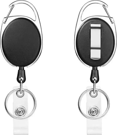 Akyol - Intrekbare badgehouder met trekkoord | Badge | Zwart | Trekkoord| Cadeau | Pasjes | Id-kaart | zwarte badgehouder -badge zwart -badgehouder kantoor -badgehouder
