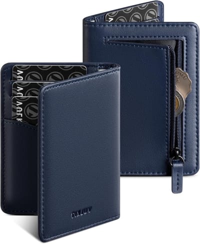 Creditcardhouder RFID Blokkerende Bifold Portemonnee voor Mannen met Zip Coin Pocket en ID Venster, Slank en Minimalistisch Ontwerp, Indigo 11.7 x 8.5 x 1cm