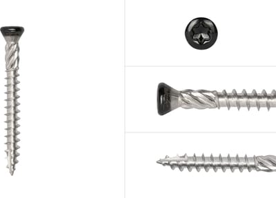 Wovar Potdekselschroeven Zwart RVS 410 4 x 35 mm Torx 20 Deeldraad | Doos 200 Stuks | Houtschroeven