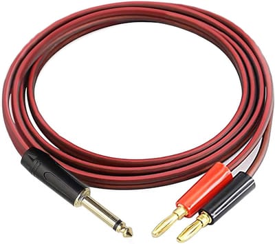 6.35mm naar Banana Plug Luidsprekerkabel, 1/4 TS Audiokabel voor HiFi, DJ en Mixer - 2m Lange OFC Speaker Draad