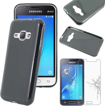 ebestStar - Hoes geschikt voor Samsung J1 2016 Galaxy J1 4G SM-J120F, Beschermhoes Siliconen Schokbestendig, Dun en Flexibel, Zwart + Gehard Glas