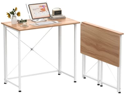 Dailygoods Draagbaar opklapbaar bureau met wielen, opklapbaar bureau van 80×45 cm met opbergruimte, computerbureaus voor