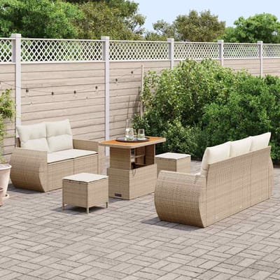 vidaXL - Tuinbank - Set - 8 - st - 5-Aantal - zitplaatsen - Beige - en - Crème