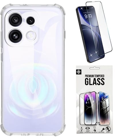 Casemania Hoesje en Glas Geschikt voor Oppo Reno16 5G - Transparant - Anti-shock Back Cover - Extra Stevig Val en Stootbescherming + 1x Tempered Glazen Screenprotector