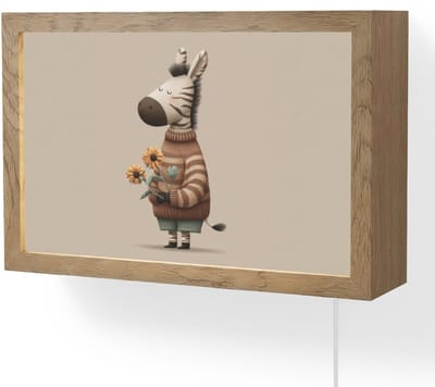 Wandlamp 30x20 cm - Oplaadbaar - Zebra - Zonnebloemen - Warm - Wandlampen binnen woonkamer - Slaapkamer lamp met kabel - Decoratieve nachtlamp - Vloerlamp snoer