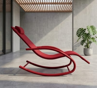 Zonneligstoel 2 Personen 150x63x87 cm – Luxe Schommel Ligbed met Hoofdkussen & Zijvakken, Weerbestendige Tuinligstoel voor Balkon, Terras & Camping – Rood – Bella