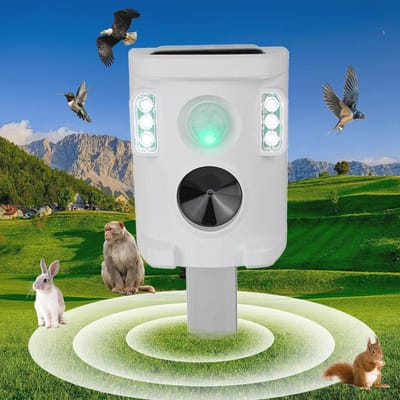 Ultrasone Dierenafschrikker op Zonne-energie - Waterdichte Afweermiddel voor Tuin en Buiten