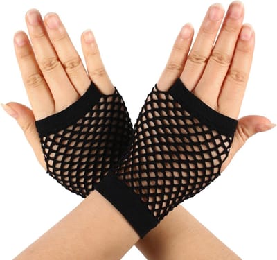 Korte Nylon Visnet Handschoenen zonder Vingers voor Punk en Emo Stijl, Gothic Accessoires voor Vrouwen, Perfect voor Halloween Feesten