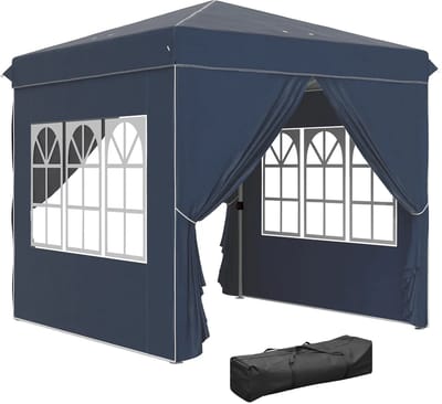 Partytent opvouwbaar - Paviljoen - 2,5 x 2,5 m - Easy up - Waterdicht - met Zijwanden - Weerbestendig - Donkerblauw
