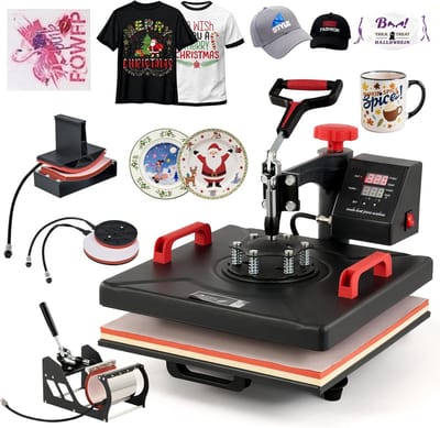Hittepers 38x38 cm 5-in-1 T-shirt Pers met Digitale Controle 360 Graden Rotatie