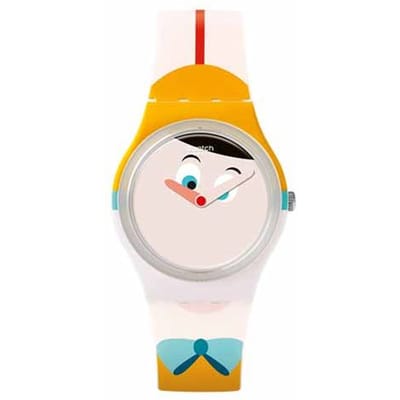 Swatch Quartz Uurwerk 30 Meter Waterbestendig Horloge 34 X 39,2 Mm Gouden Wijzerplaat Kunststof Kast Siliconen Band Unisex horloges GW176 White Dial orange