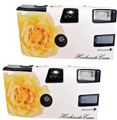 Wegwerpcamera Set - Herbruikbare Camera - Feestjes Bruiloften - Inclusief Batterij Film - 11 x 10 x 7 cm - Geel