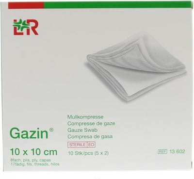 Gazin Gaaskompres 10 x 10 steriel 5 x 2 10 Stuks