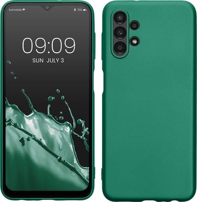 kwmobile telefoonhoesje geschikt voor Samsung Galaxy A13 4G - Hoesje voor smartphone - Back cover in metallic donkergroen