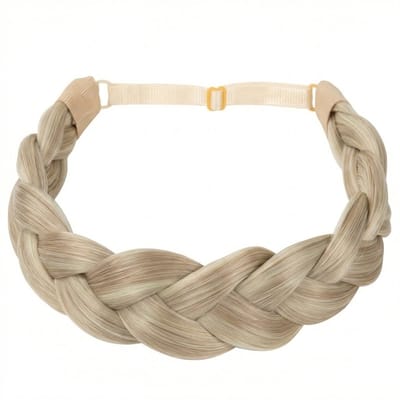 Dirty blonde gevlochten haarband dames – elastische haarband met vlecht van synthetisch haar – natuurlijke look haar accessoire