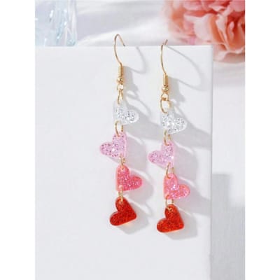 1 Paar Hartvormige Zoete Hanger Oorbellen, Valentijnsdag Stijl Eenvoudige En Schattige Temperament Oor Accessoires white