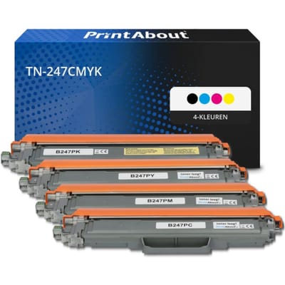 PrintAbout huismerk Toner TN-247CMYK 4-kleuren Multipack Hoge capaciteit Geschikt voor Brother