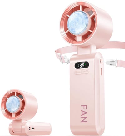 Koelventilator - Handventilator - Met koelfunctie - Snelheid (1-199) - Oplaadbaar - Gezichtsventilator - Nekventilator - Tafelventilator - Turboventilator - Met Draagkoord - Mini Airco - Draagbare - Aircooler - Luchtbevochtiger - Mini Fan - Roze