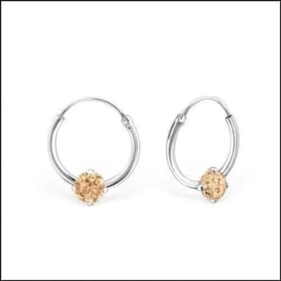 Aramat Jewels | Oorringen | 925 Zilveren Kinder Oorringen Bloem Zirkonia 10mm - Meisje Hoepels | Champagne | |2mm | Zilver | Kinderen | Verkleurd niet