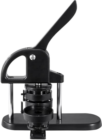 3 in 1 Button Maker - 25/32/58mm Matrijzen - 100 Blikken Hoezen en Transparante Films voor Elke Maat - Arbeidsbesparende handgreep - Kunststof en ABS,Zwart + Oranje