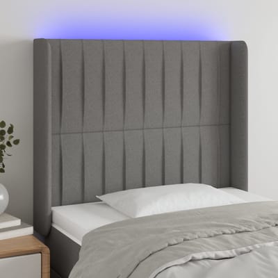 vidaXL - Hoofdbord - LED - 83x16x118/128 - cm - stof - donkergrijs