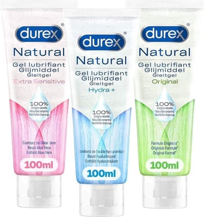 Durex Glijmiddel Natural - 100% natuurlijk - waterbasis - 100 ml + Natural Hydraterend - 100% natuurlijk - waterbasis - 100 ml + Natural - Extra Sensitive - 100% natuurlijk - waterbasis - 100 ml - Glijmiddelen