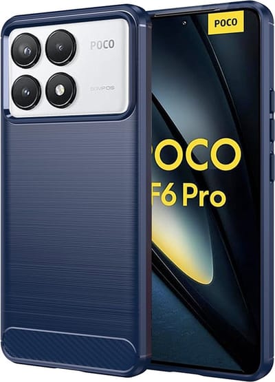 Hoesje geschikt voor Xiaomi Poco F6 Pro - Techsuit Carbon Silicone Back Cover - Blauw