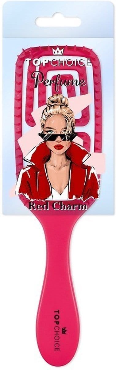 Top Choice Haarborstel Red Charm - Geparfumeerd Rechthoekig - Haarborstel Antiklit - Hair Brush