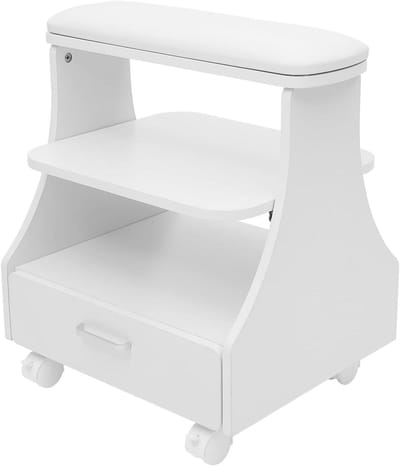Voetensteun met laden - Pedicure kruk - Voetverzorging thuis - Verrijdbaar met wielen - 52 x 41 x 55 cm