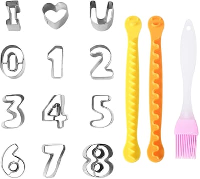 Dailygoods- Bakvormen Set van 9 - Uitsteekvormen Roestvrij Staal - Snijvormen - Eiersnijder - Oliekwast - Digitale Vormgeving - Uitsteekvormpjes