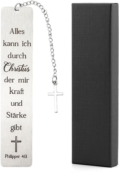 Dailygoods- Bladwijzer Metalen - Bijbelvers - Christelijk Cadeau - Geschenkdoos - 130 x 26 mm - Duurzaam Roestvrij Staal - Boekenlegger