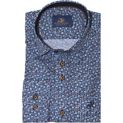 Eden Valley - Lange mouw overhemd - Heren - XXL - Blauw - Katoen - 514989 Modern fit