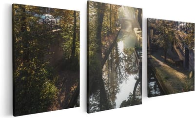 Artaza Canvas Schilderij Drieluik Nieuwe Gracht In Utrecht - 120x60 - Foto Op Canvas - Canvas Print