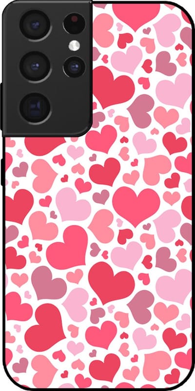 Smartphonica Telefoonhoesje Geschikt voor Samsung Galaxy S21 Ultra met Hartjes Print - Hearts Design TPU Backcover Case - Kinder Hoesje met Hartjes Design geschikt voor Samsung Galaxy S21 Ultra