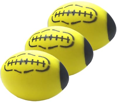 T&F Creations rugby bal - 3x - geel - foam - 24 cm - sport ballen - American football - schuimrubber