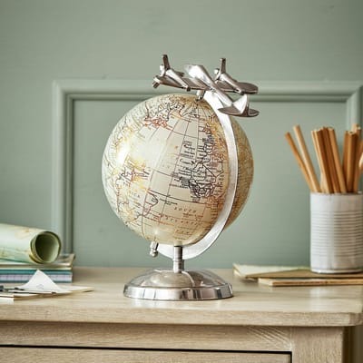 LOBERON Decoratieve wereldbol Jollysail zilverkleurig/goudkleurig
