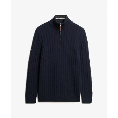Superdry - Classics kabeltrui van katoen met halve rits - Heren - Sweaters
