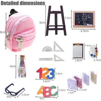 Schoolbenodigdheden Poppenaccessoires Mini Simulatie Miniatuur Schooltas Combinatieset Voor Poppenhuis Beste Cadeau Speelgoed Voor Meisjespop 1set pink