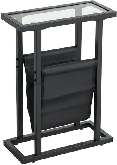 HOMCOM bijzettafel - metaal - glas - 40L x 18B x 55,5H cm - zwart