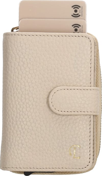 Charm London Washington Creditcard etui - Pasjeshouder - Creditcardhouder - RFID - Bescherming - Muntgeld - Briefgeld - Leren Dames Tas - Crème
