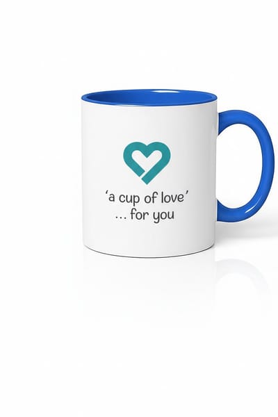 Mok 'A Cup of Love' met Liefdevol Hart Design - Wit & Blauw - Perfect Cadeau