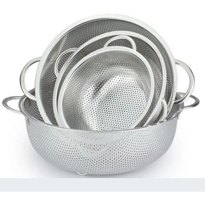 RVS Afdruipmand Vergiet Fruit Rijst Groente Wasmand Zeef Afdruiprek met Handvat Keuken Opbergtools 19.5CM