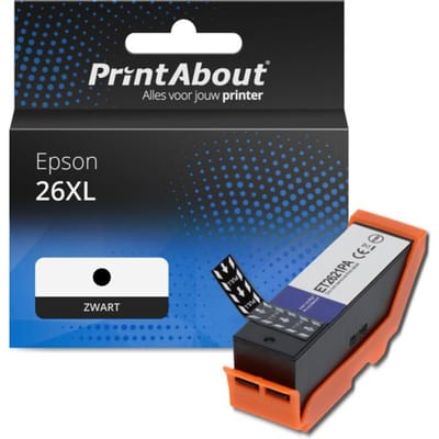 PrintAbout huismerk Inktcartridge 26XL (C13T26214012) Zwart Hoge capaciteit Geschikt voor Epson