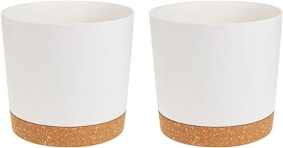 Set van 2 Plastic Bloempotten van 11 cm met Meerdere Afvoergaten en Onderzetter voor Binnenplanten, Ideaal voor Huiskamer en Balkon