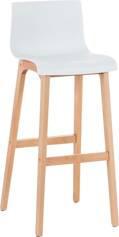 CLP Hover Barkruk - Natura houten frame - Kunststof zitting wit