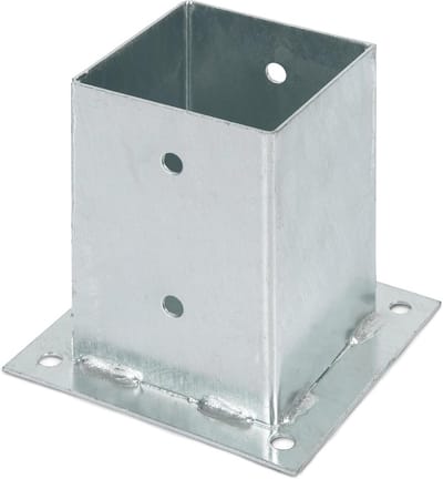 Opschroefbare Voetplaat - Paalhouder - Houten Palen Bevestigen - Thermisch Verzinkt Staal - 101 x 101 mm - Zilver